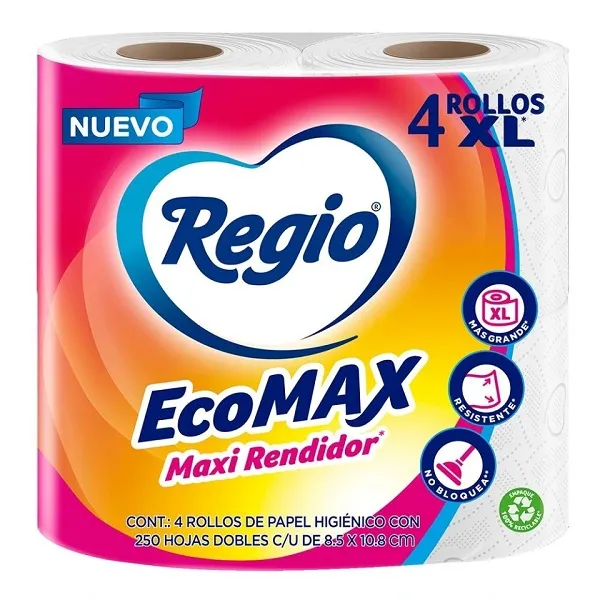 PAPEL HIGIENICO REGIO ECO MAX 4 ROLLOS 