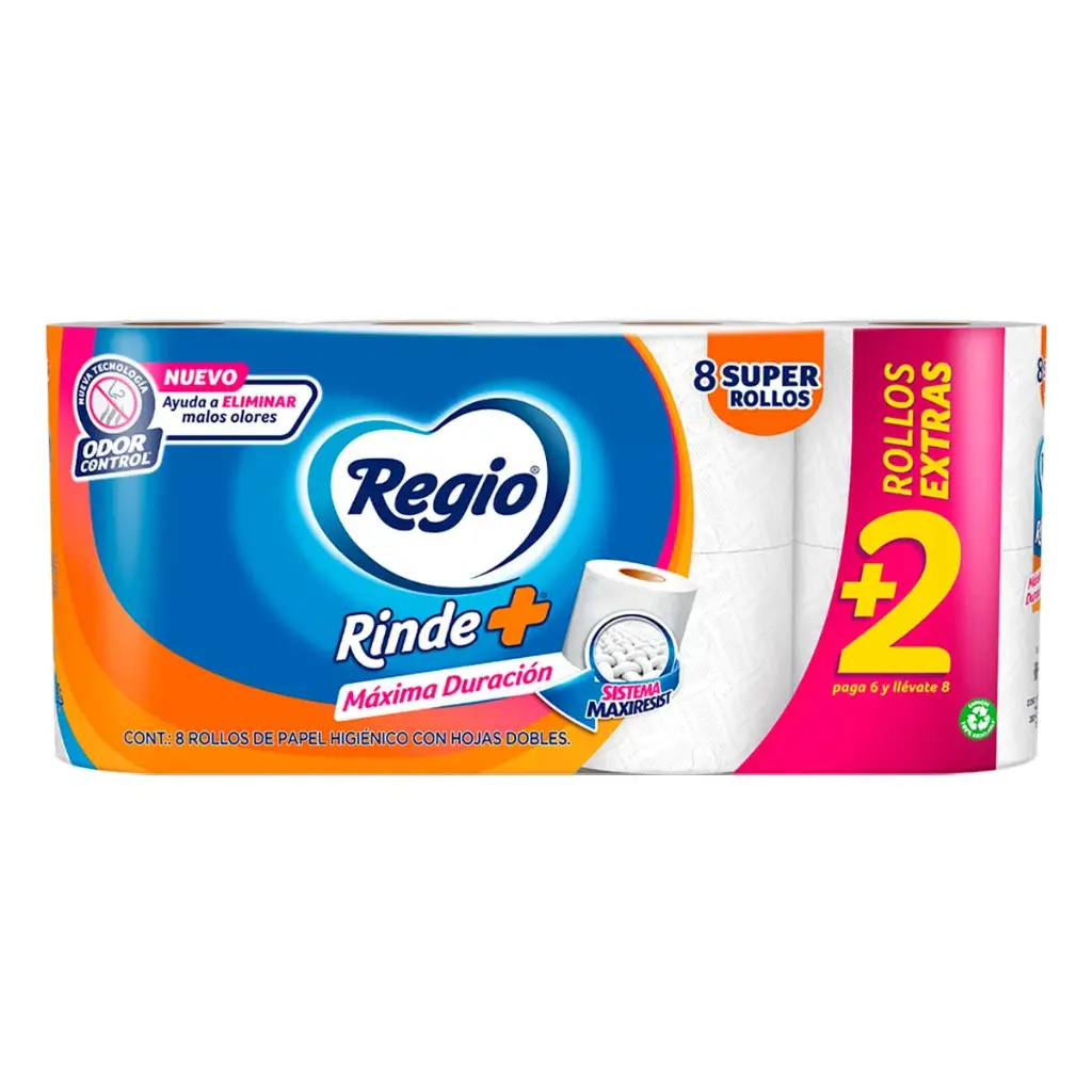 PAPEL HIGIENICO REGIO RINDE + 8 ROLLOS 300 HJ