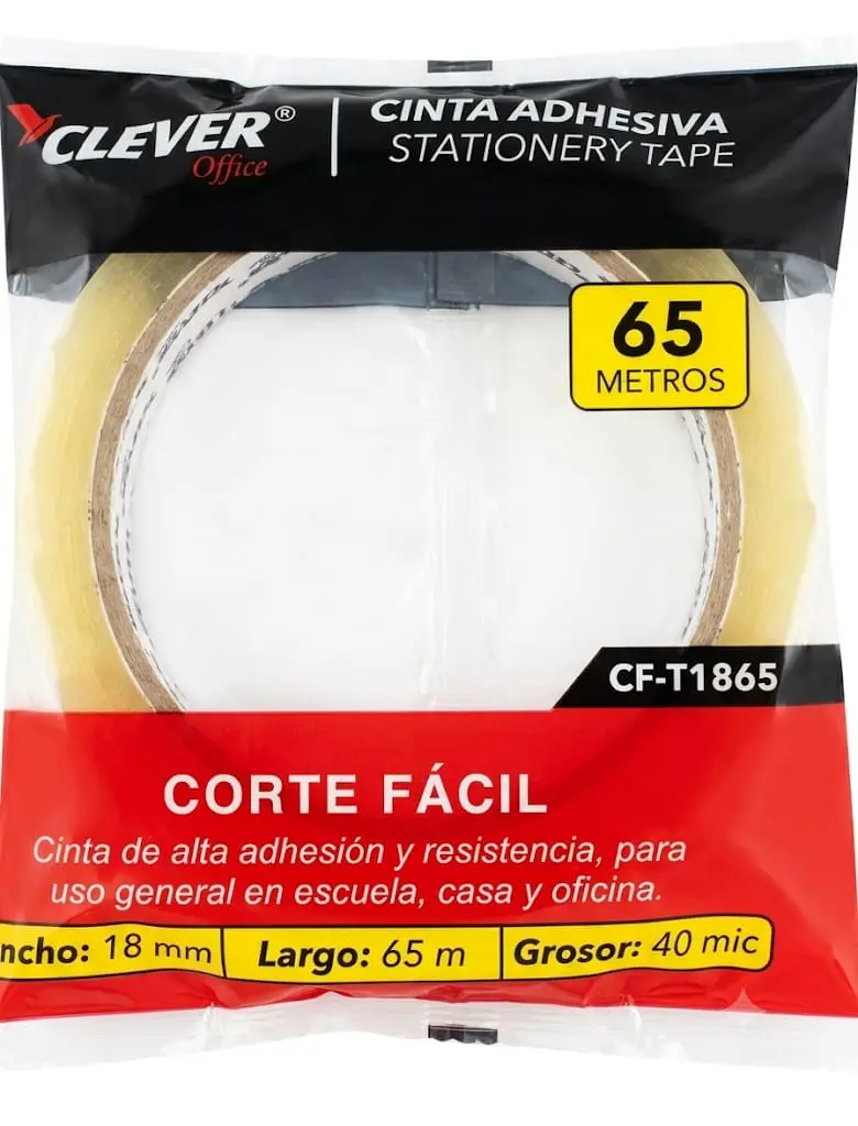 CINTA ADHESIVA 18MM 65M 40 MIC CLEVER