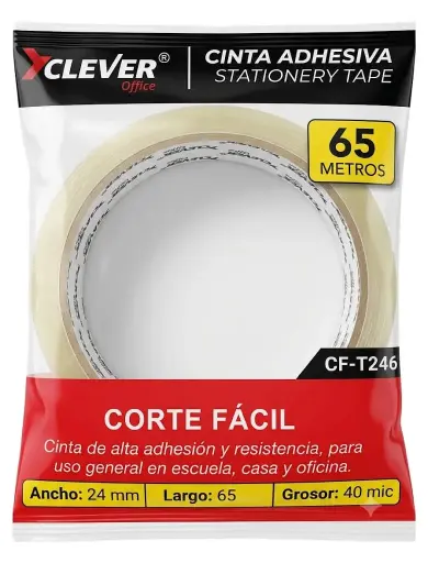 CINTA ADHESIVA 18MM 65M 40 MIC CLEVER