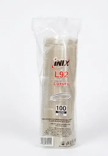 [L92-500] TAPA PLANA DE PET/T, DIÁM. DE 9.2 CM, PARA VASO DE 9, 14, 22 OZ. 500 PZAS.